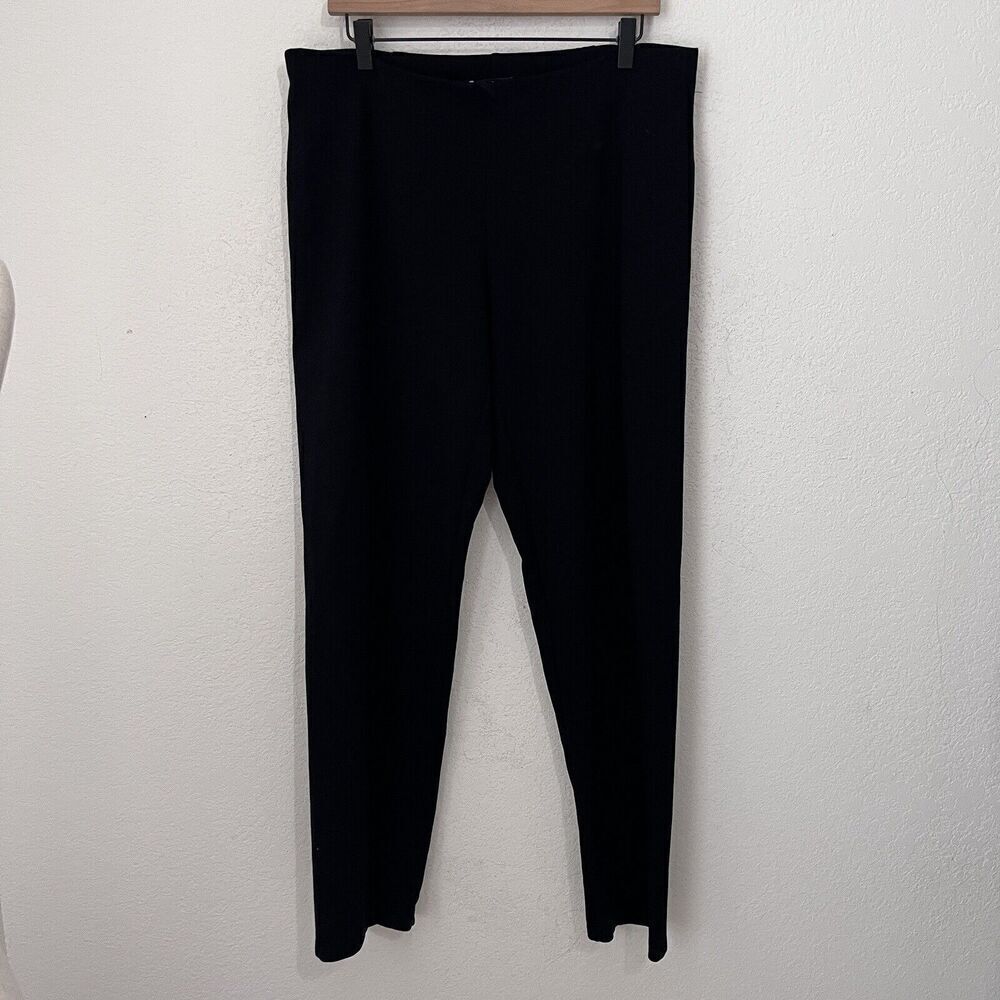 Eileen Fisher Womens Stretch Pull-On Easy Pants Black size Large Tapered Ankle